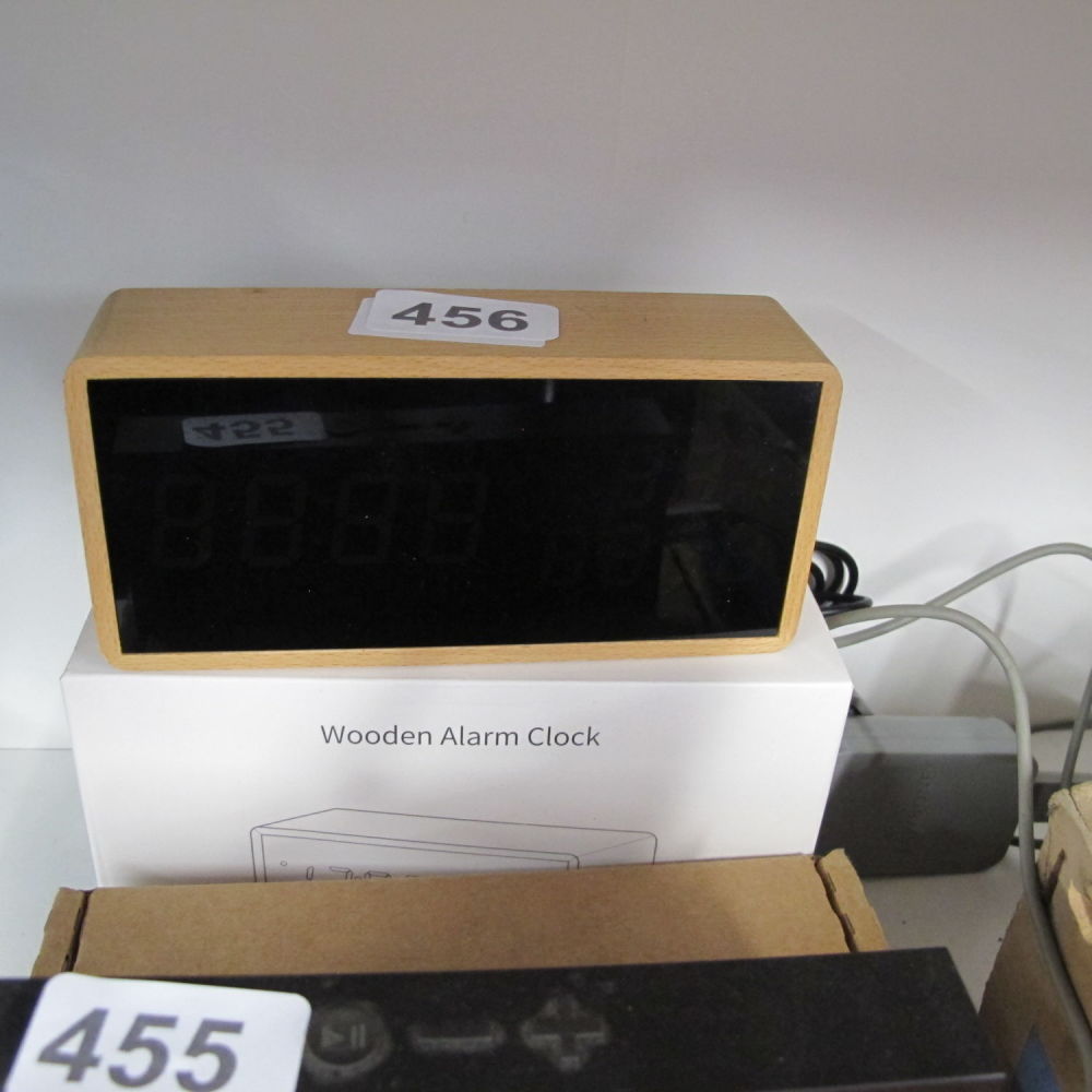 Lot 456: wooden new alarm clock