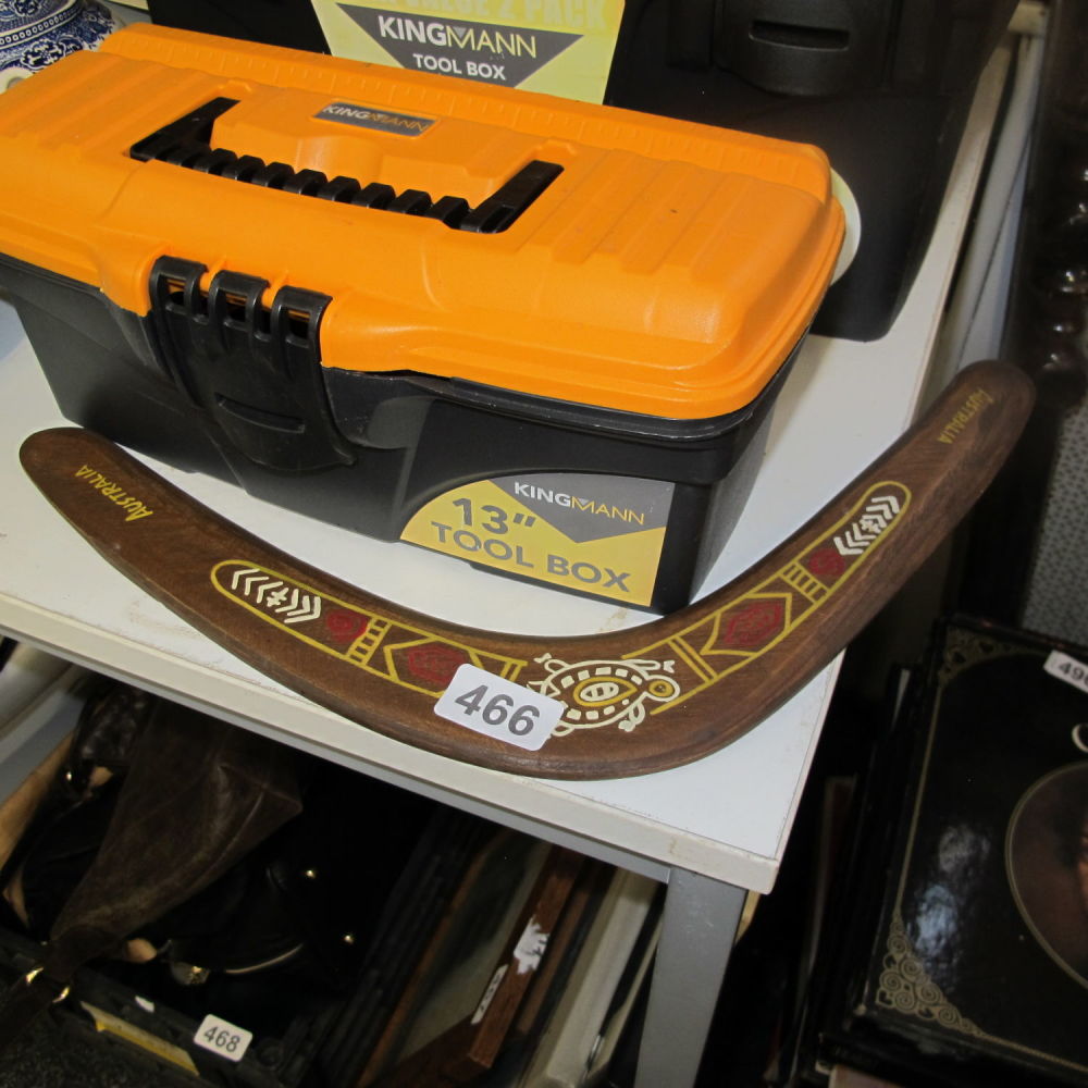 Lot 466: wooden hand painted boomerang