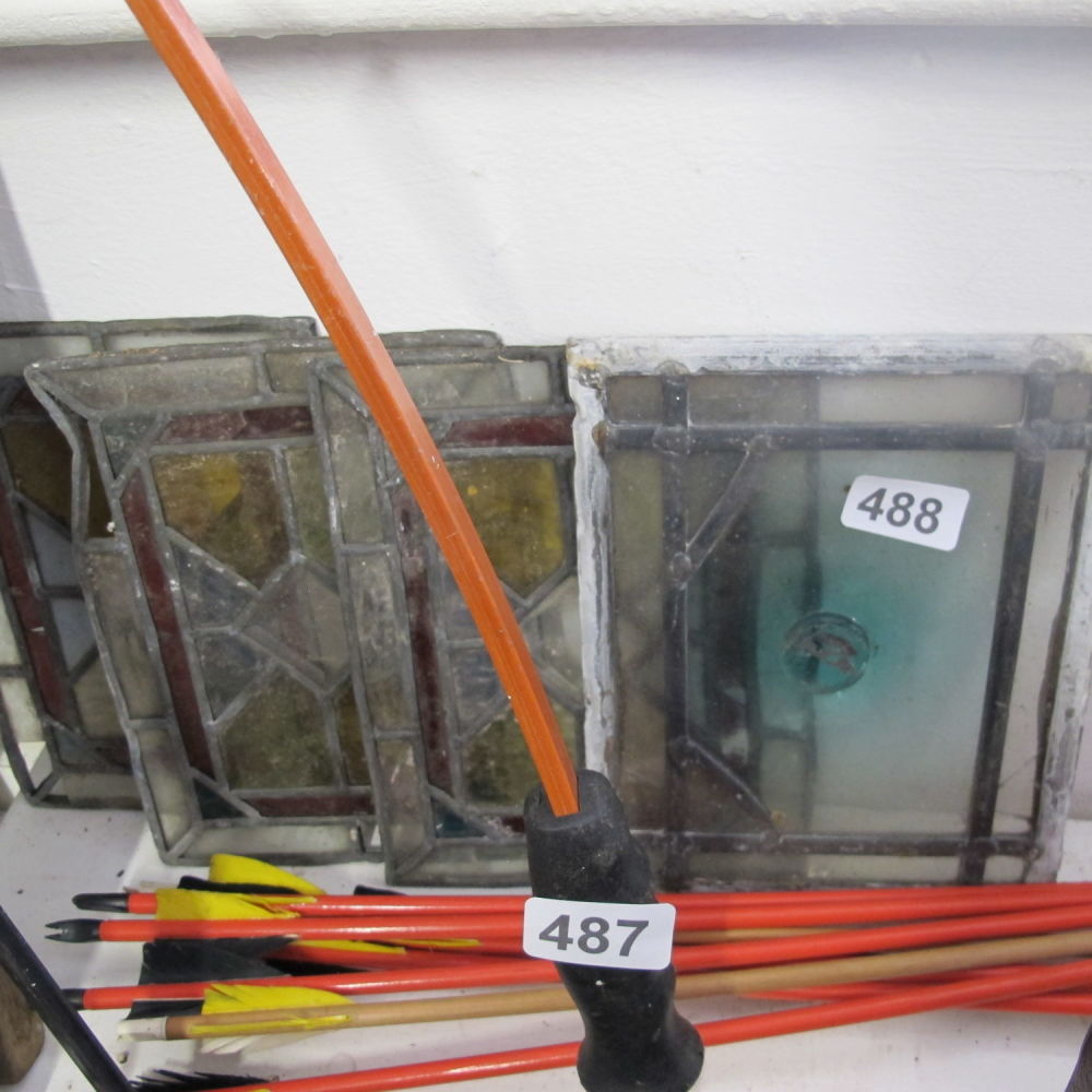Lot 488: stained glass panels