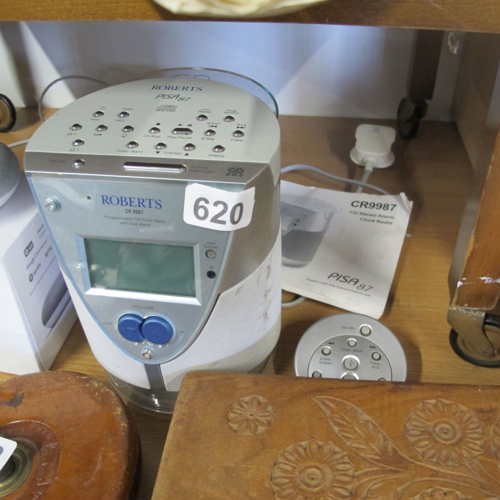 Lot 620: Roberts CR9987 Pisa cd clock radio with remote...