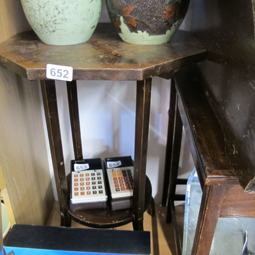 Lot 652: Floral design wooden tall side table