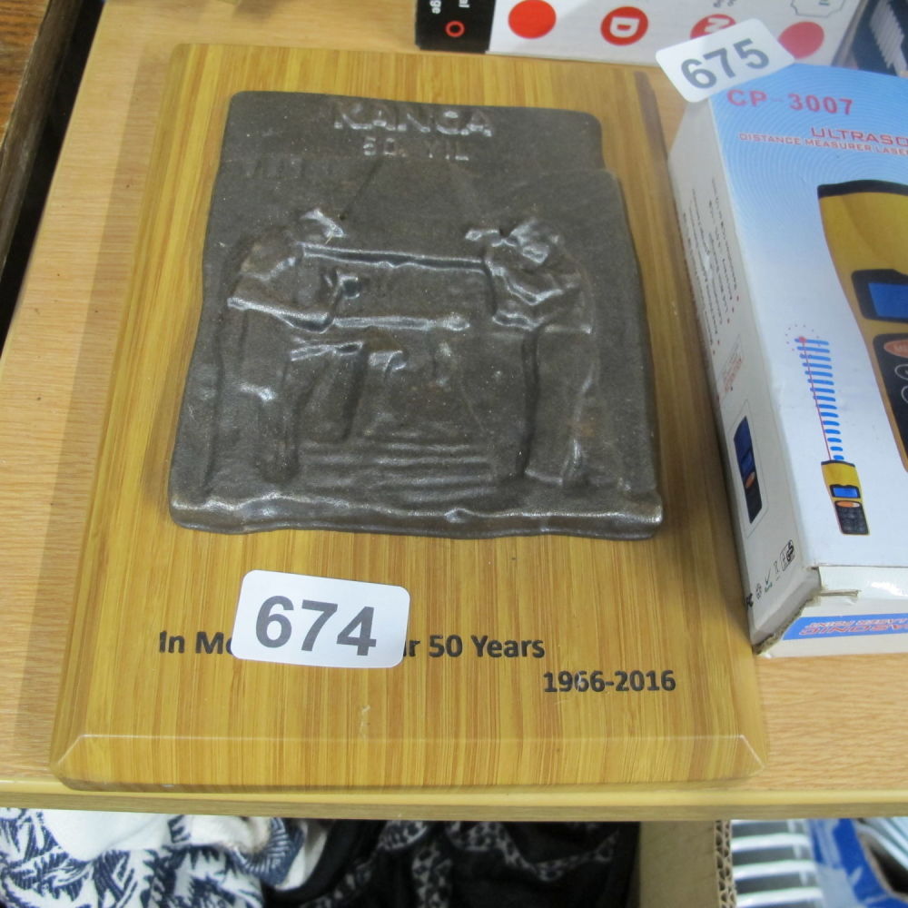Lot 674: Heavy bronze plaque relating to Kanca company for...