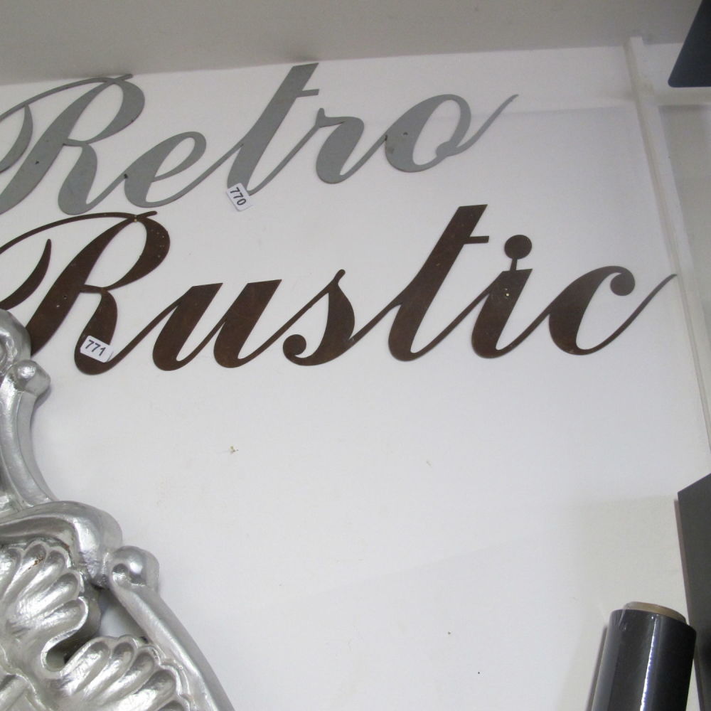 Lot 771: Metal rustic wall hanging sign