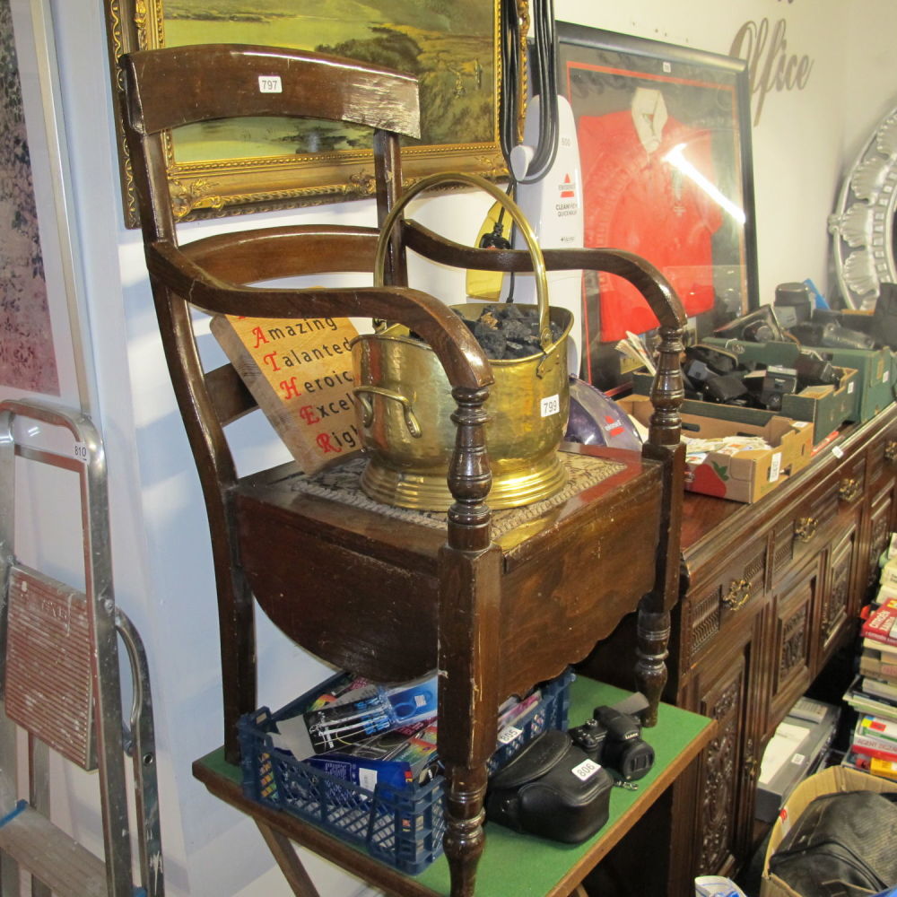 Lot 797: Vintage commode chair 3 careful owners