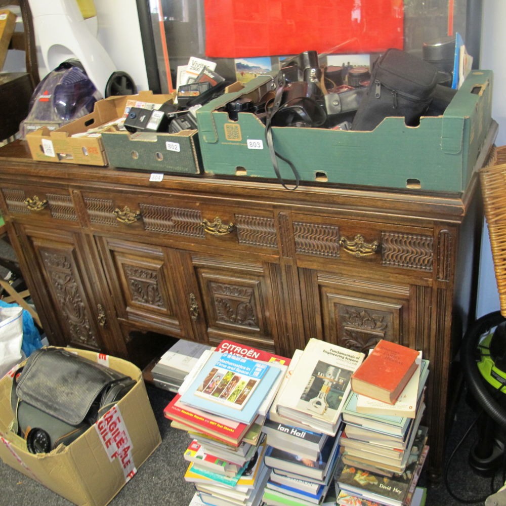 Lot 804: Large carved wooden sideboard
