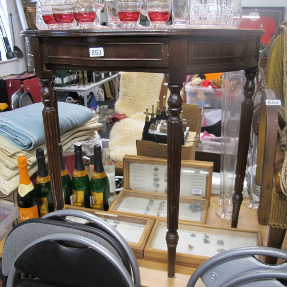 Lot 853: Wooden half moon table