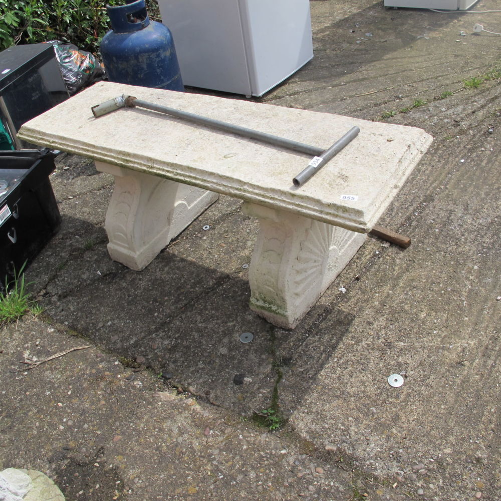 Lot 955: Ornate stone garden bench 