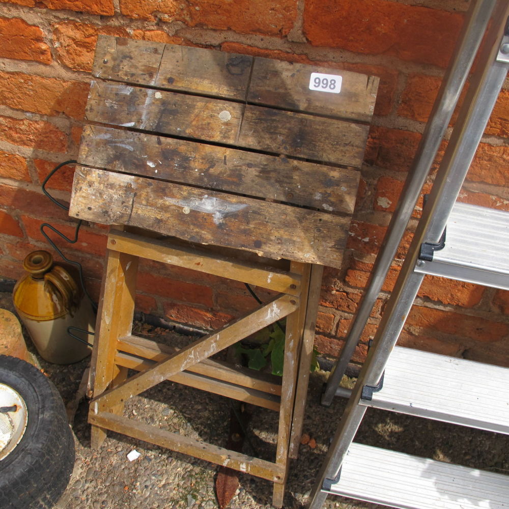 Lot 998: Wooden fold away step ladder 