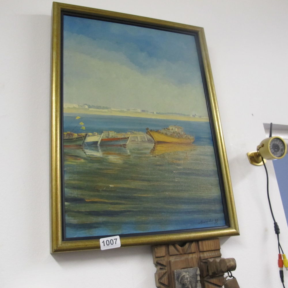 Lot 1007: Framed nautical painting