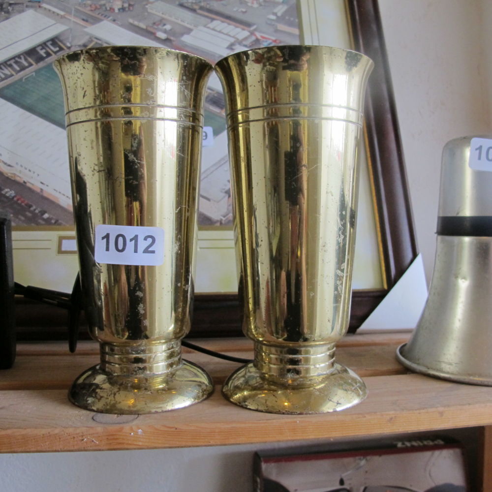 Lot 1012: Pair of brass vases 