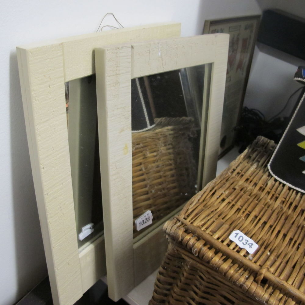 Lot 1028: Pair of wood framed mirrors 