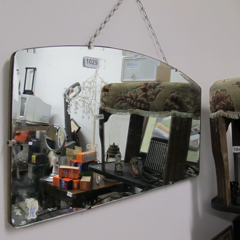 Lot 1029: Vintage bevel edge wall hanging mirror 