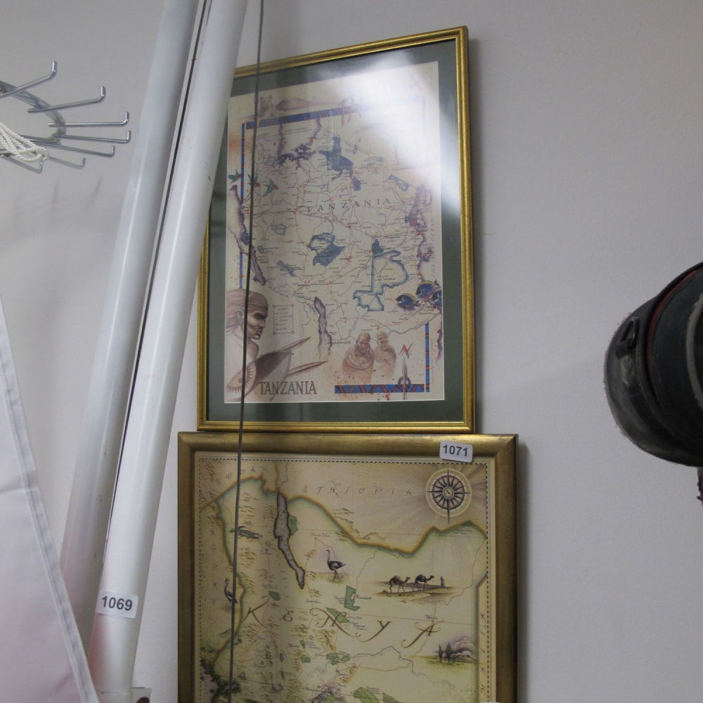 Lot 1071: Frames illustrated maps, Tanzania and Kenya