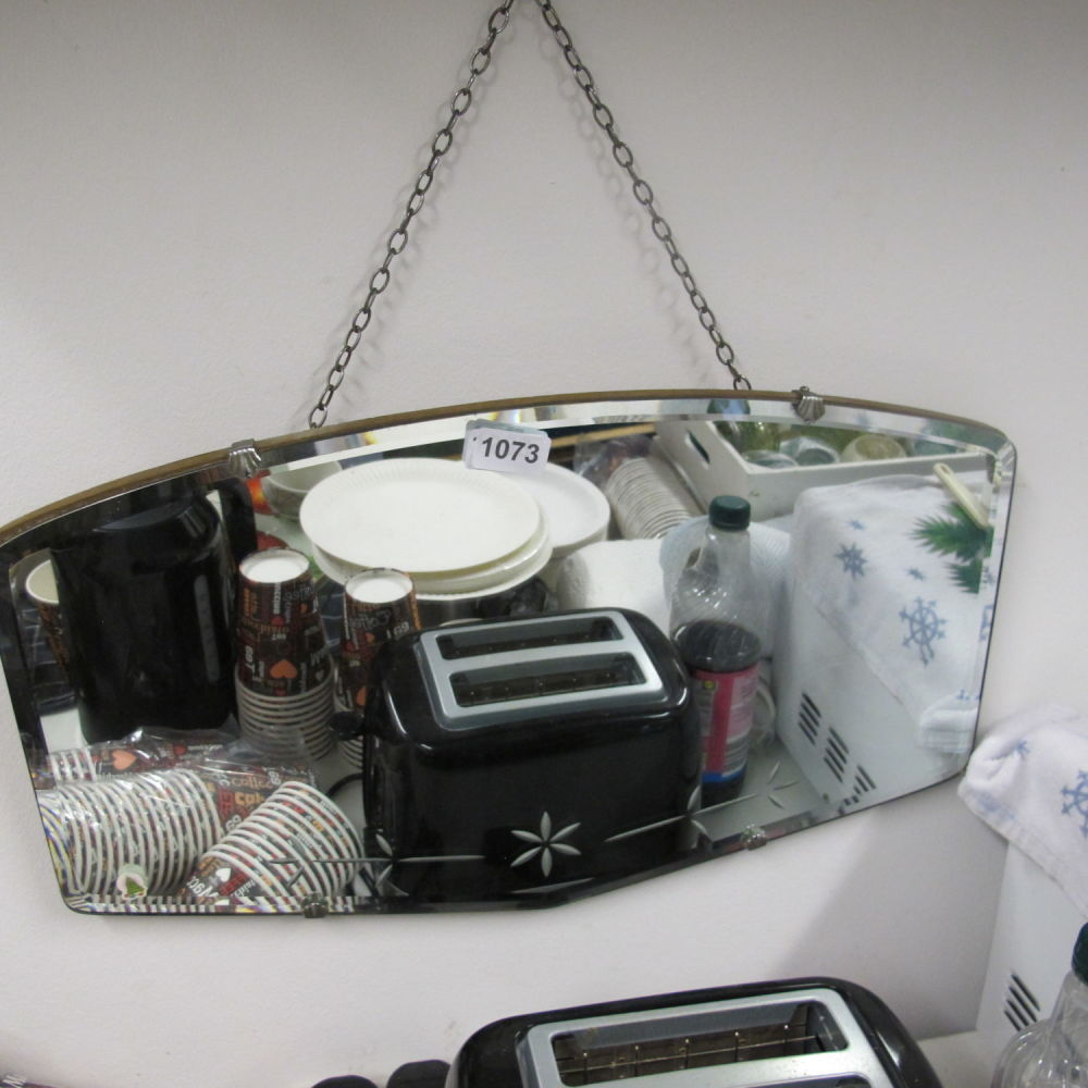 Lot 1073: Bevelled edge vintage mirror 