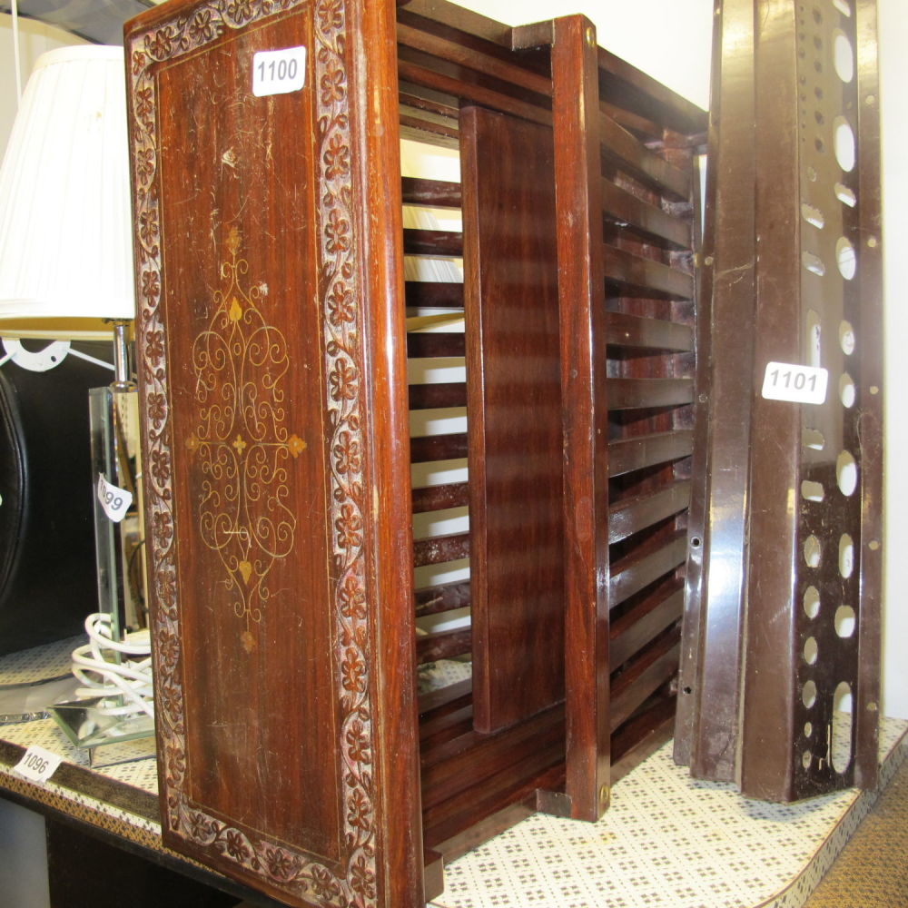 Lot 1100: Ornate inlay newspaper rack AF