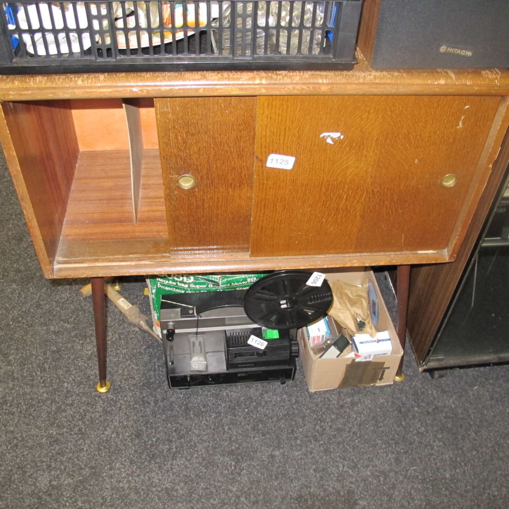 Lot 1125: Vintage vinyl cabinet with dansette legs AF some...