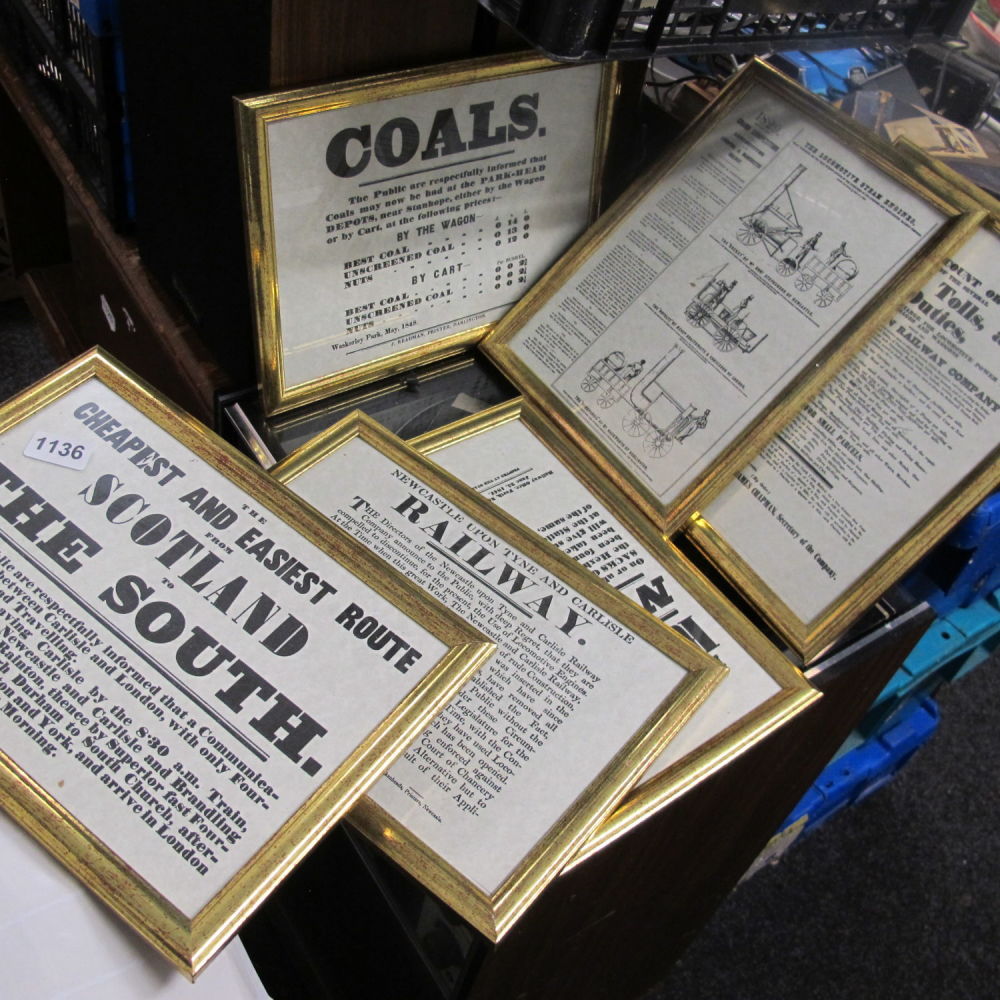 Lot 1136: Framed railway ephemera 