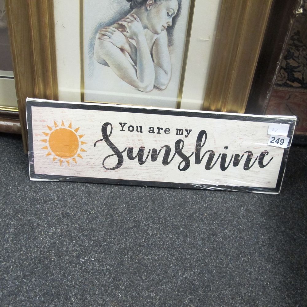 Lot 249: You are my sunshine wooden plaque 
