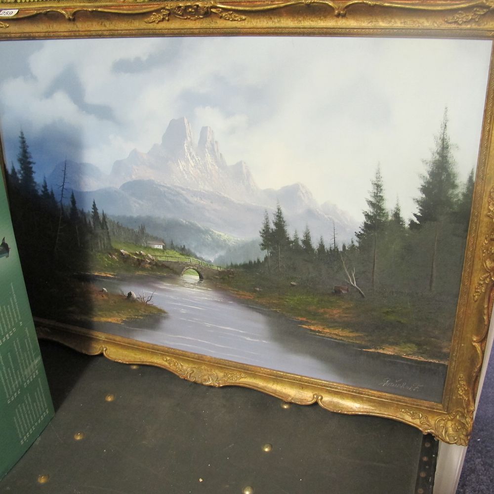 Lot 259: Gilt framed landscape picture 