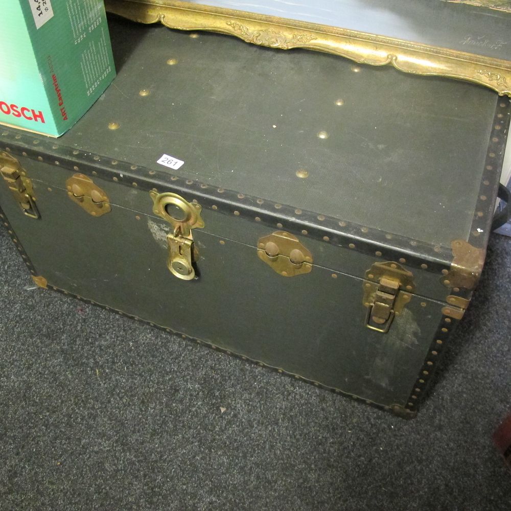 Lot 261: Large vintage trunk