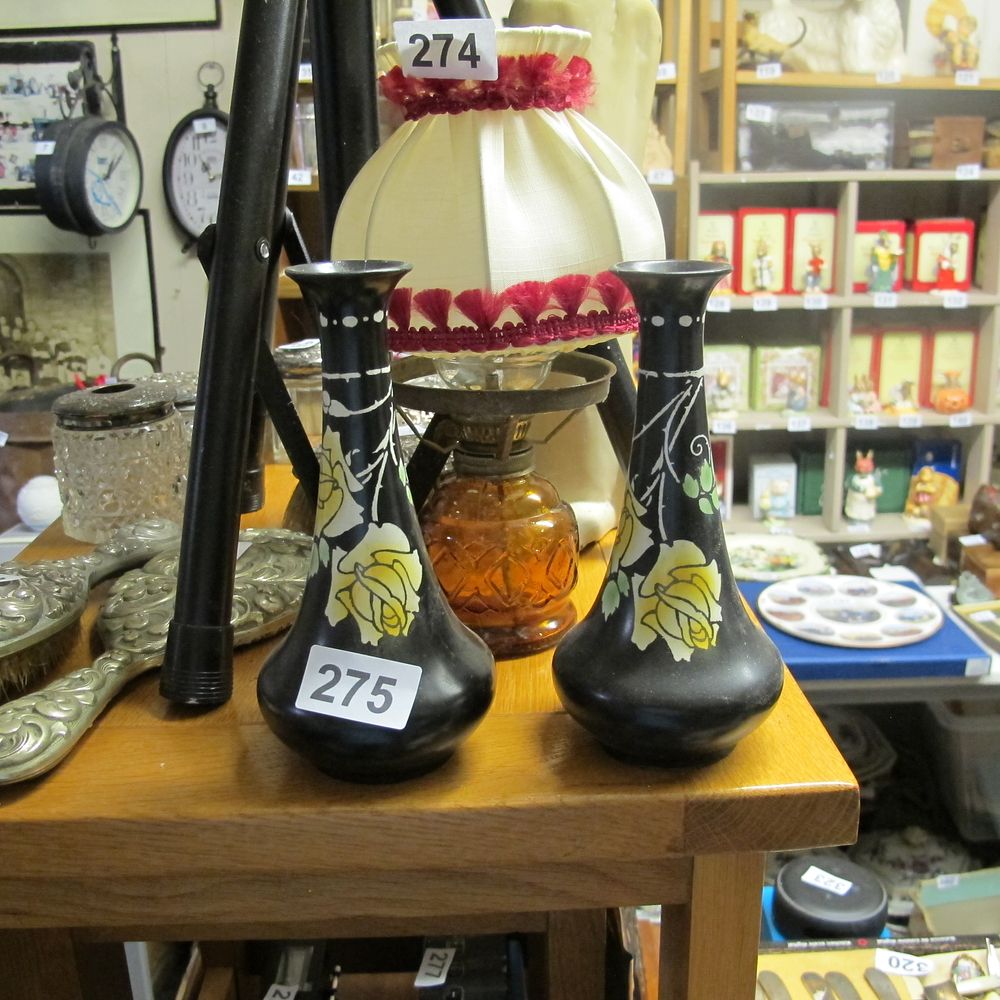 Lot 275: Pair of Shelley rose motif vases 