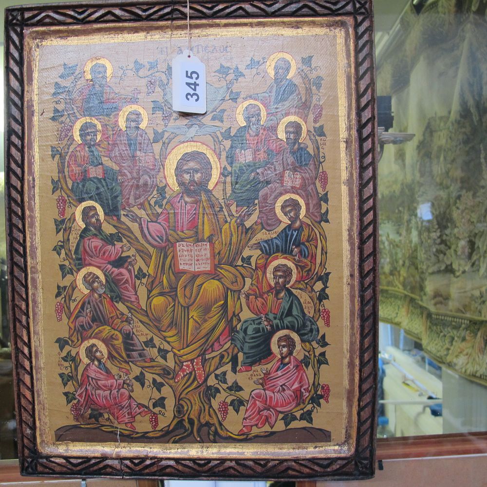 Lot 345: Beautiful iconography, hand painted in gold leaf using...