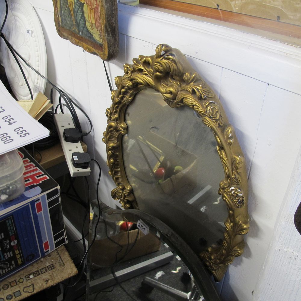 Lot 350: Beautiful rose framed wall hanging mirror 