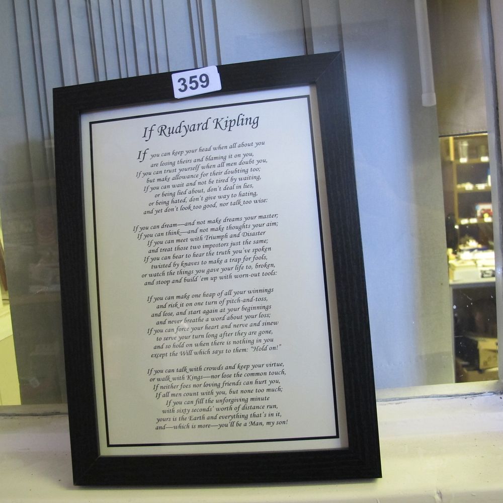 Lot 359: Framed print of If by Rudyard Kipling