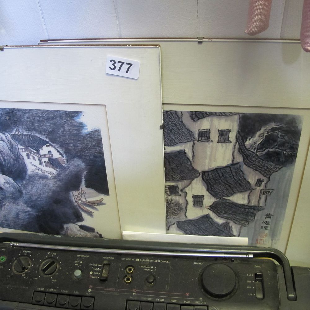 Lot 377: Stamped Japanese ink paintings