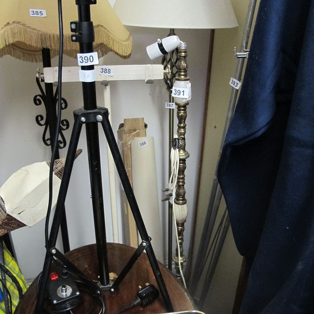 Lot 391: Brass floor standing lamp base