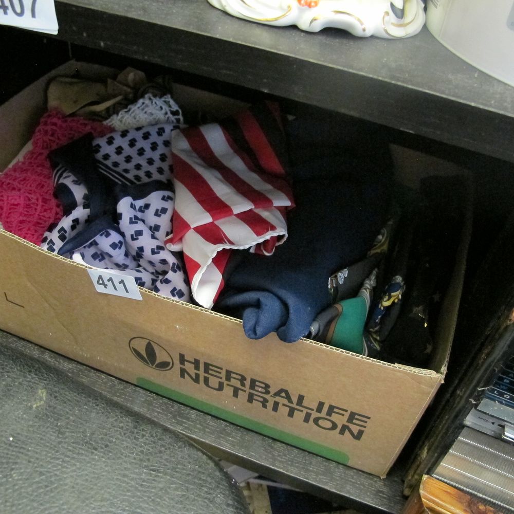 Lot 411: Box misc neck scarves