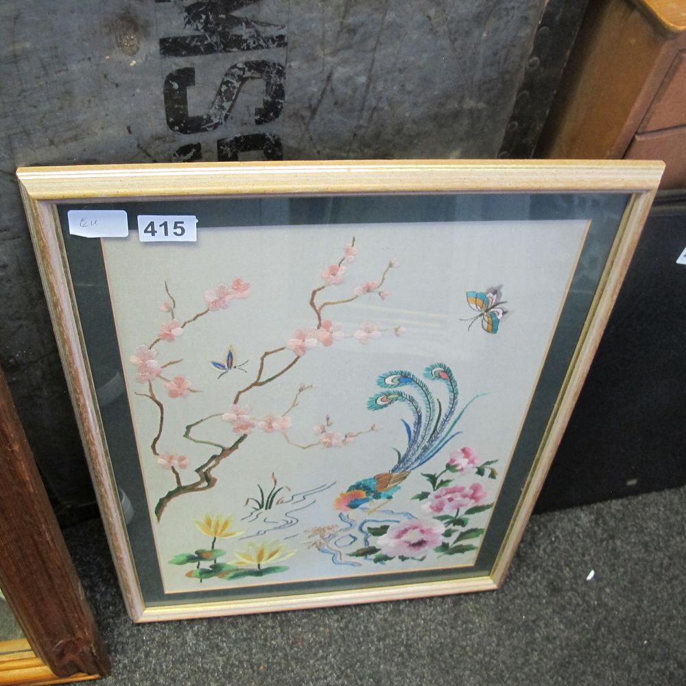 Lot 415: Framed and glazed needlepoint artwork 
