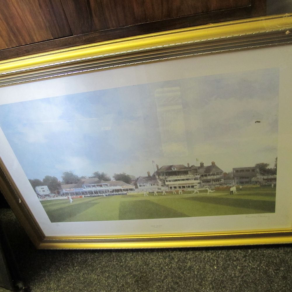 Lot 436: Framed cricket ground print 