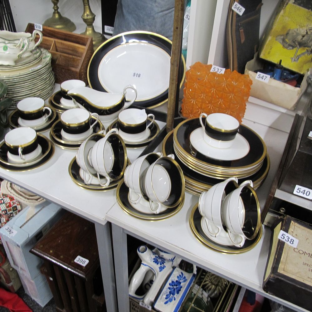 Lot 518: Coalport Black and white China dinner service ideal...