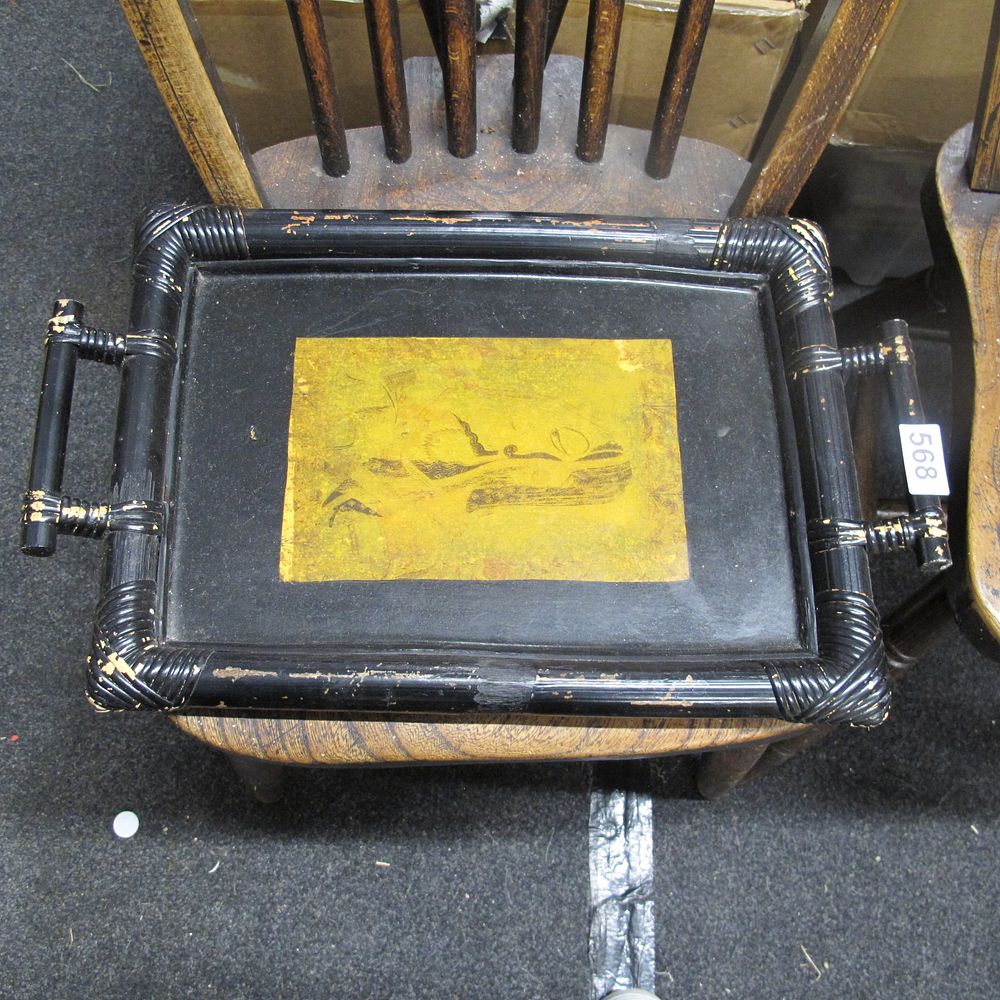 Lot 568: Bamboo motif serving tray 
