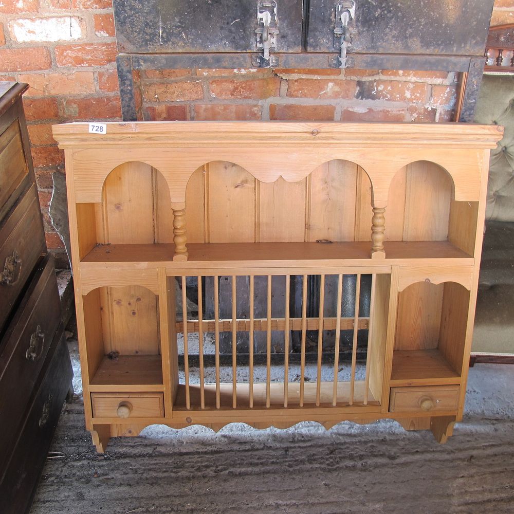 Lot 728: pine wall hanging kitchen display unit