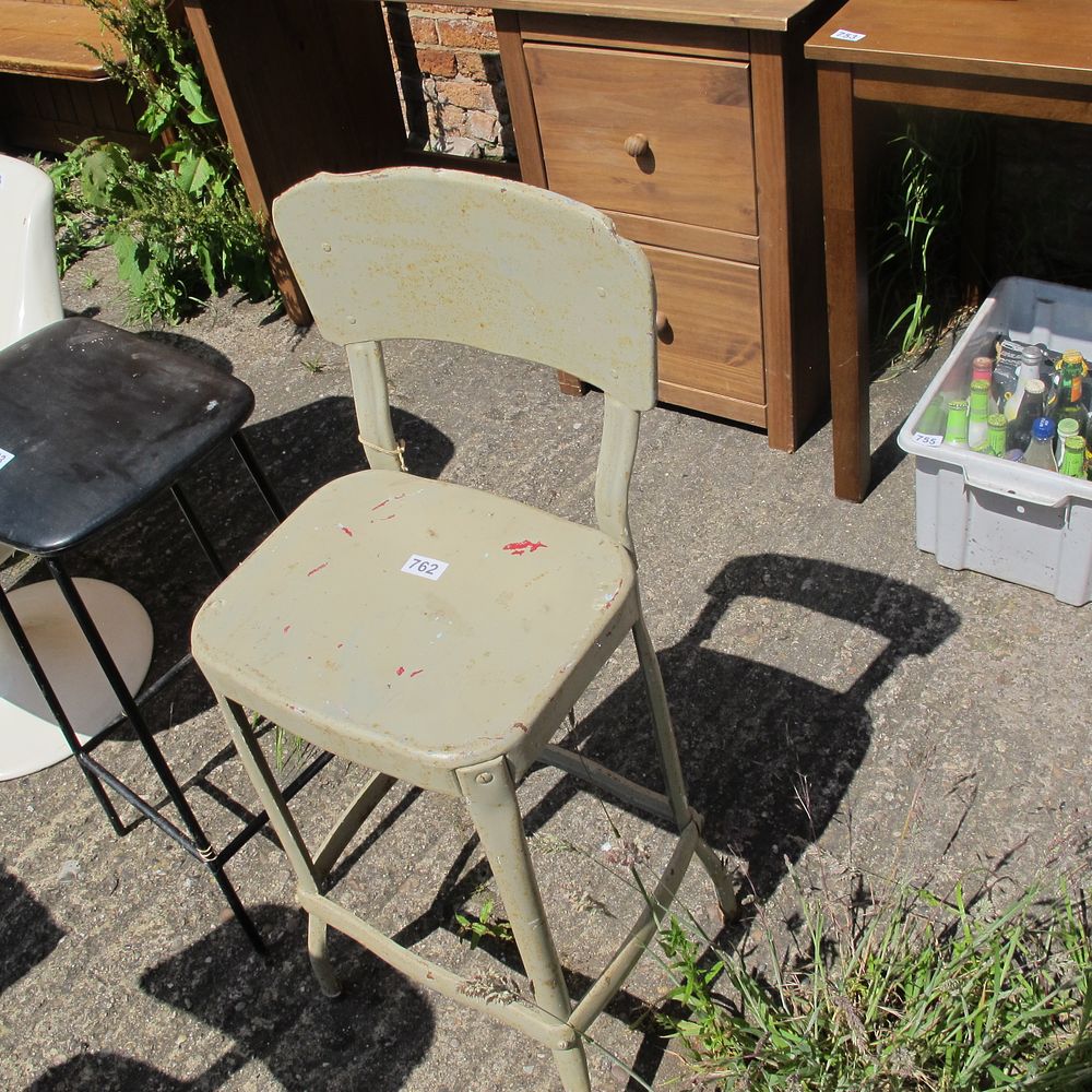 Lot 762: metal backed stool