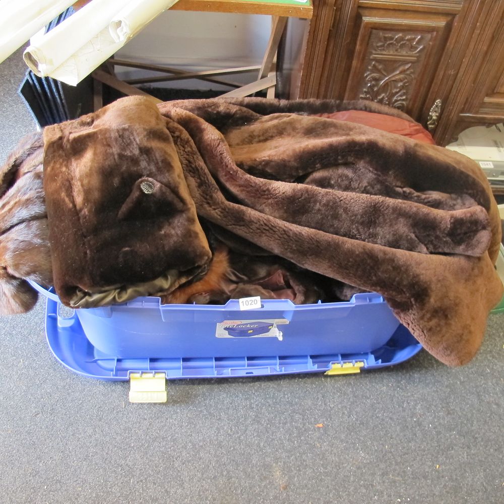 Lot 1020: tub of fur coats