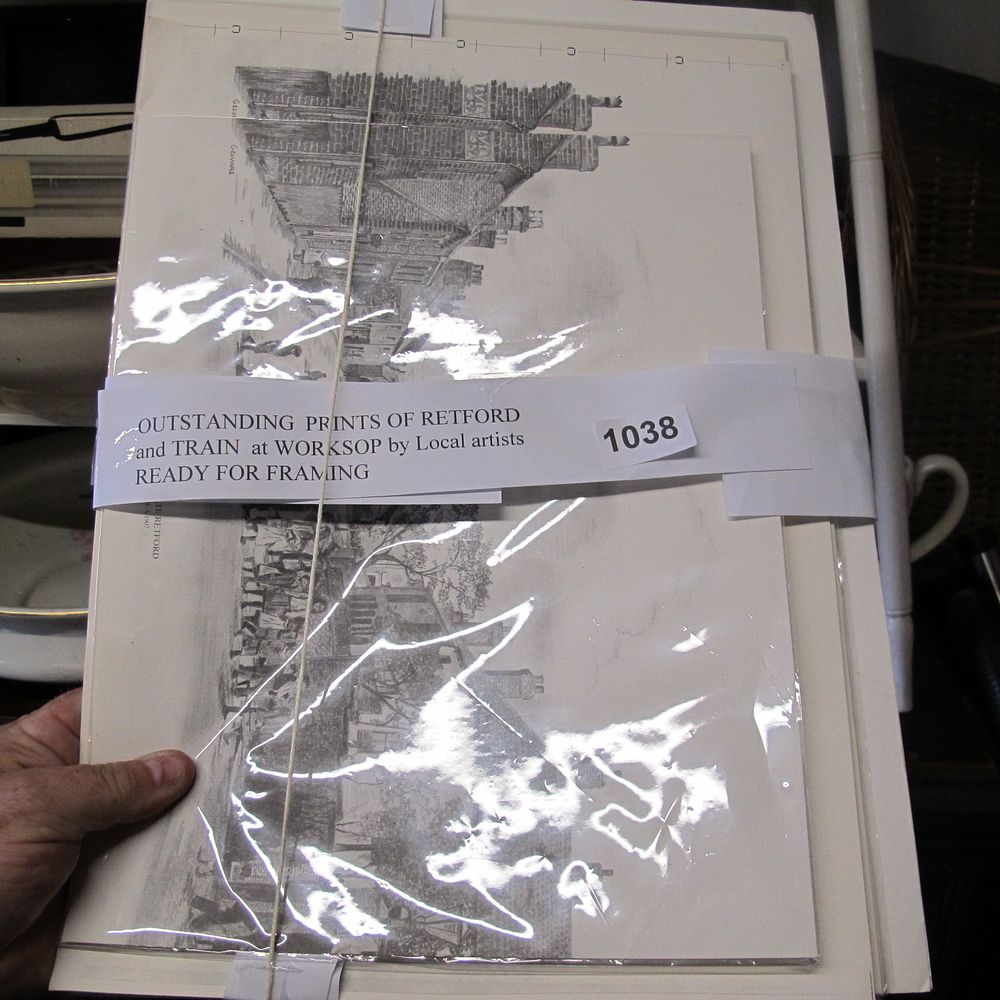 Lot 1038: Collection of prints featuring Retford, Worksop and trains...