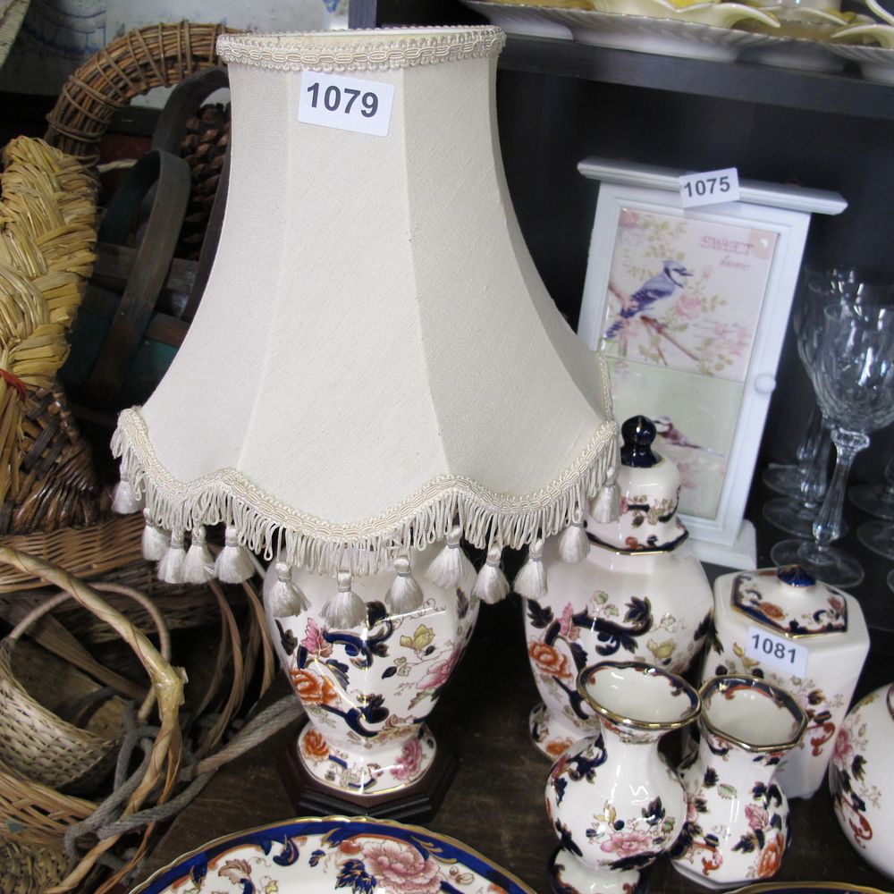 Lot 1079: a collection of Masons ceramics and lamp
