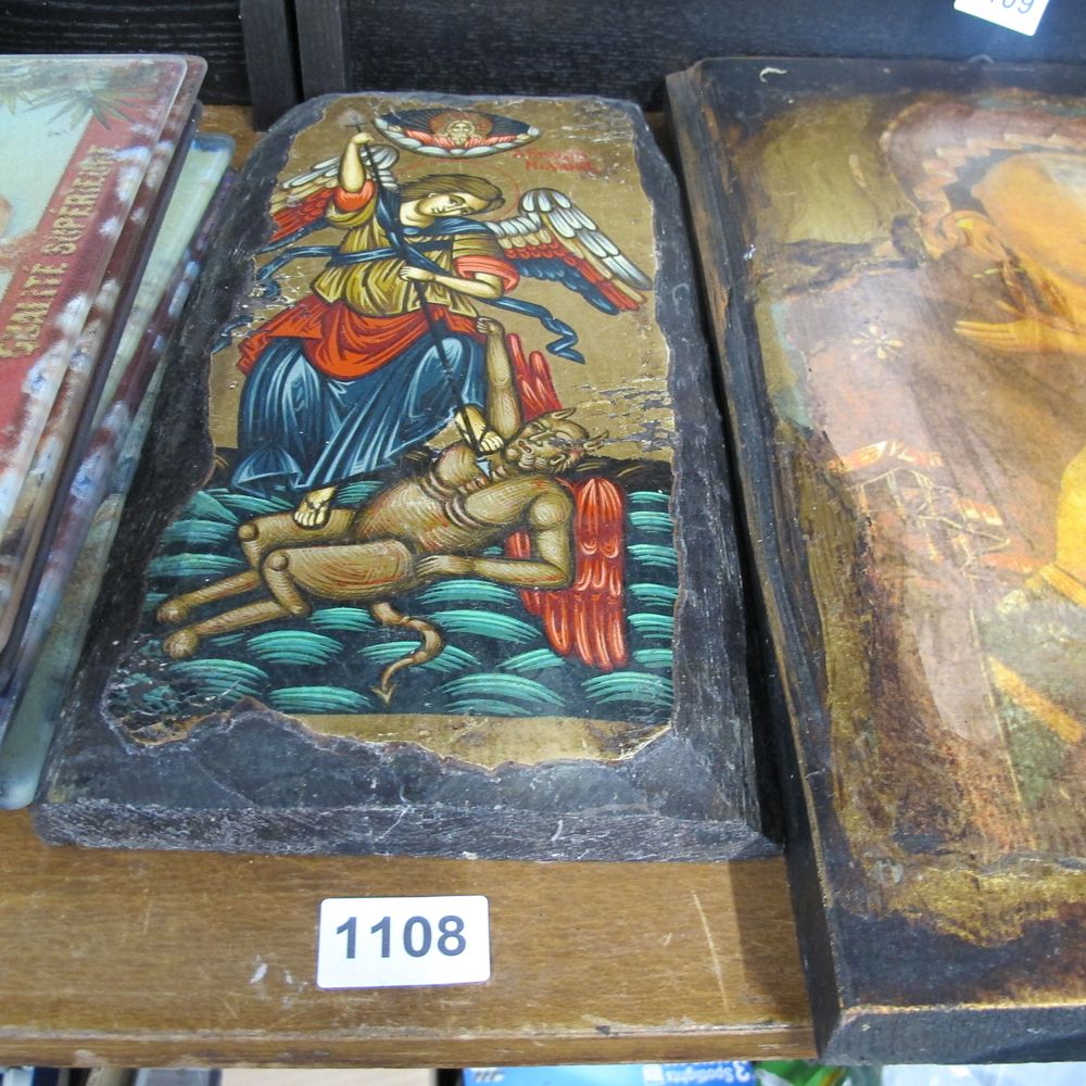 Lot 1108: Beautiful iconography, hand painted in gold leaf using...