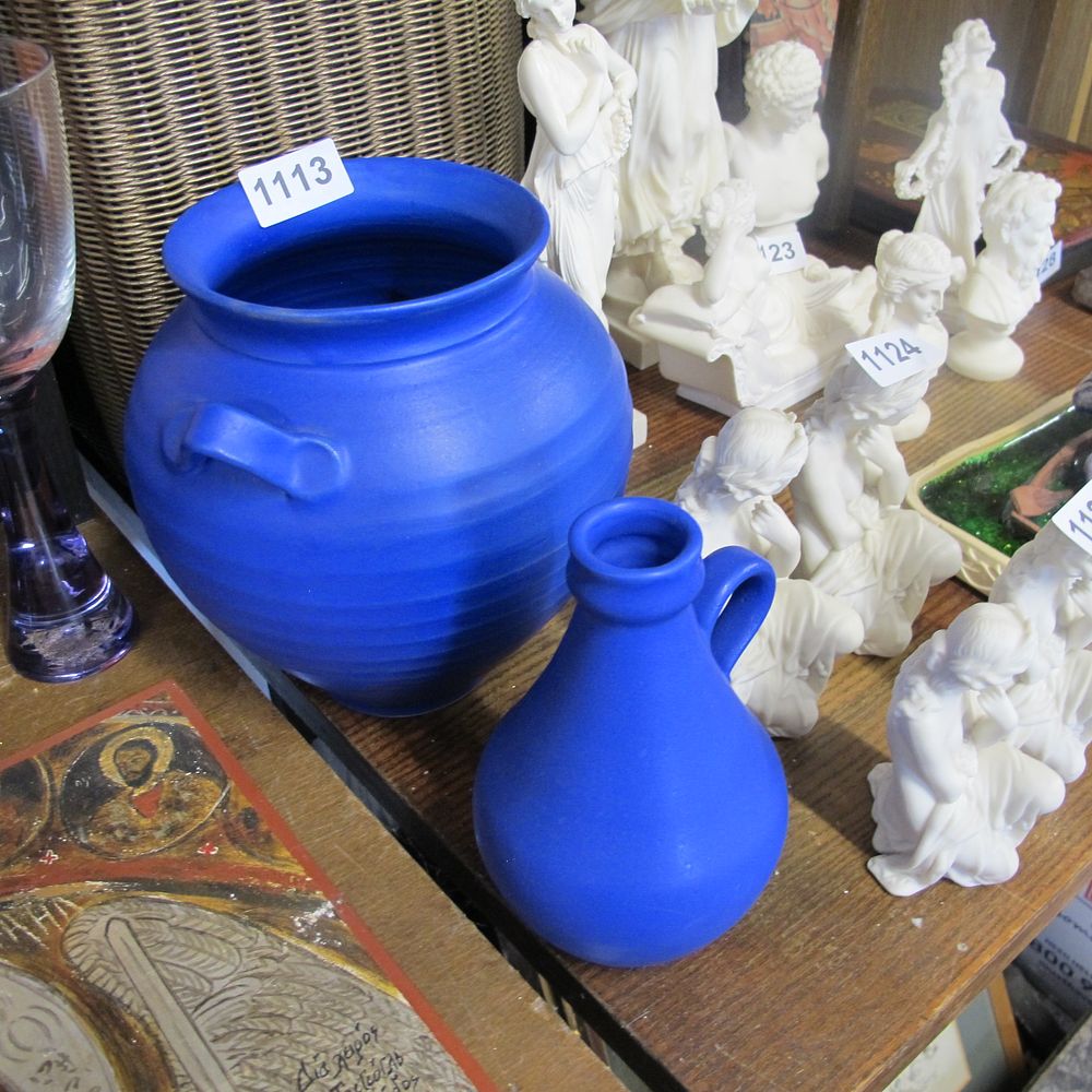 Lot 1113: Bright blue ceramic vessels 