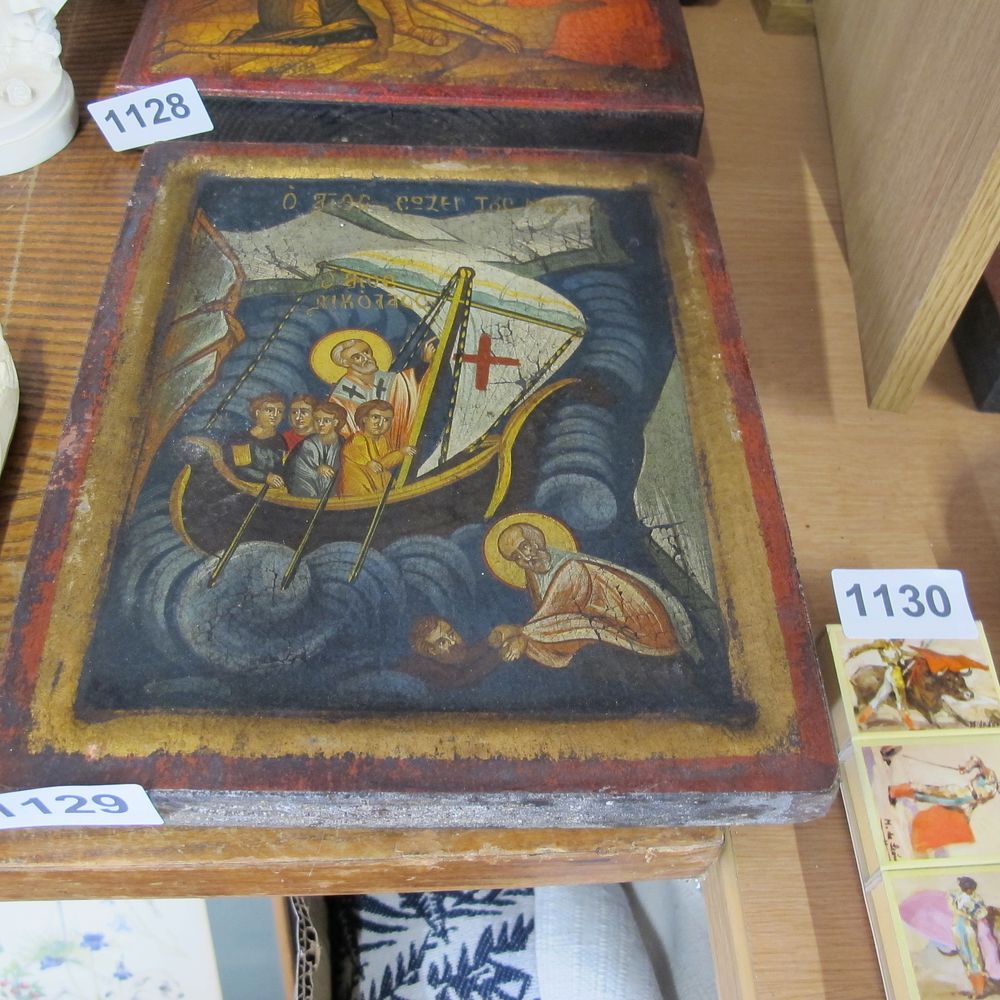 Lot 1129: Beautiful iconography, hand painted in gold leaf using...