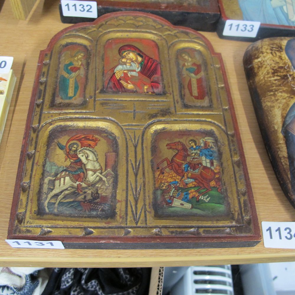 Lot 1131: Beautiful iconography, hand painted in gold leaf using...