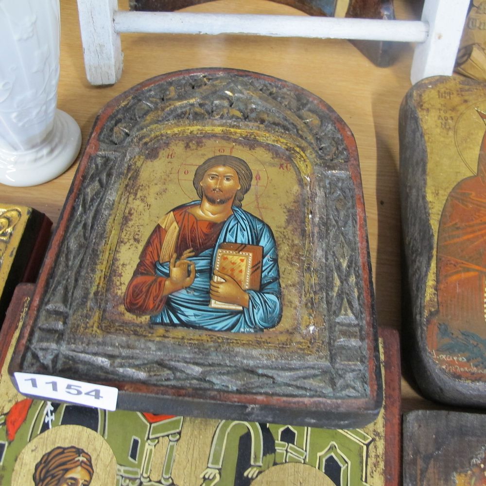 Lot 1154: Beautiful iconography, hand painted in gold leaf using...