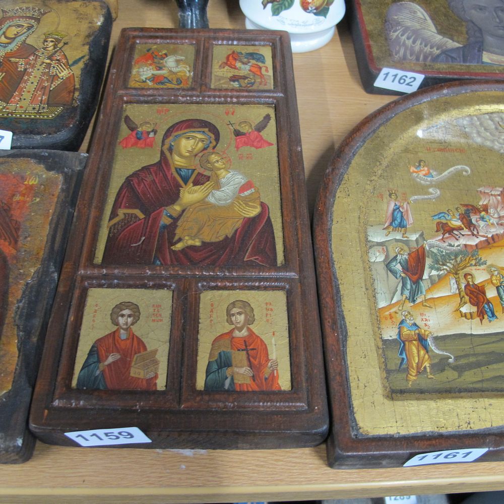 Lot 1159: Beautiful iconography, hand painted in gold leaf using...
