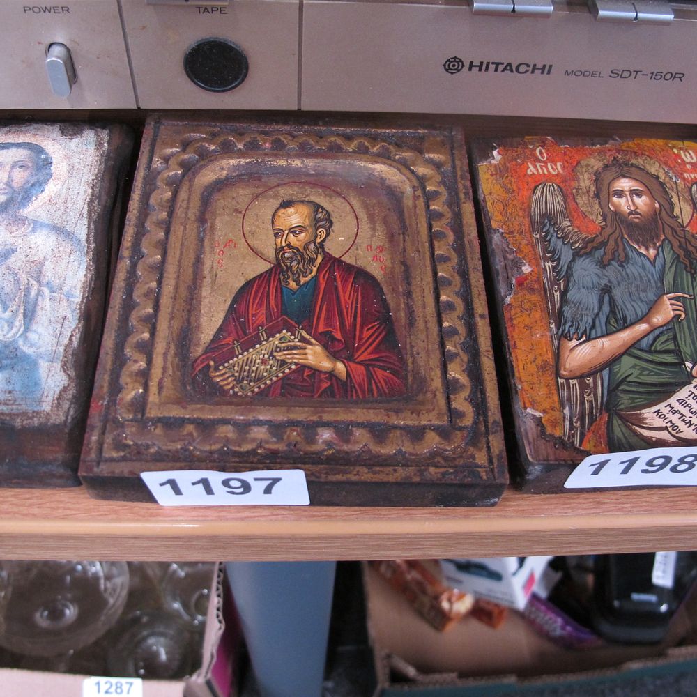Lot 1197: Beautiful iconography, hand painted in gold leaf using...