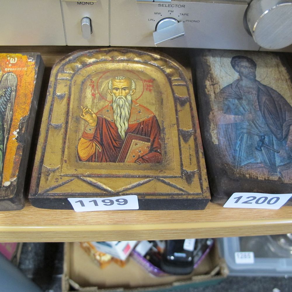 Lot 1199: Beautiful iconography, hand painted in gold leaf using...