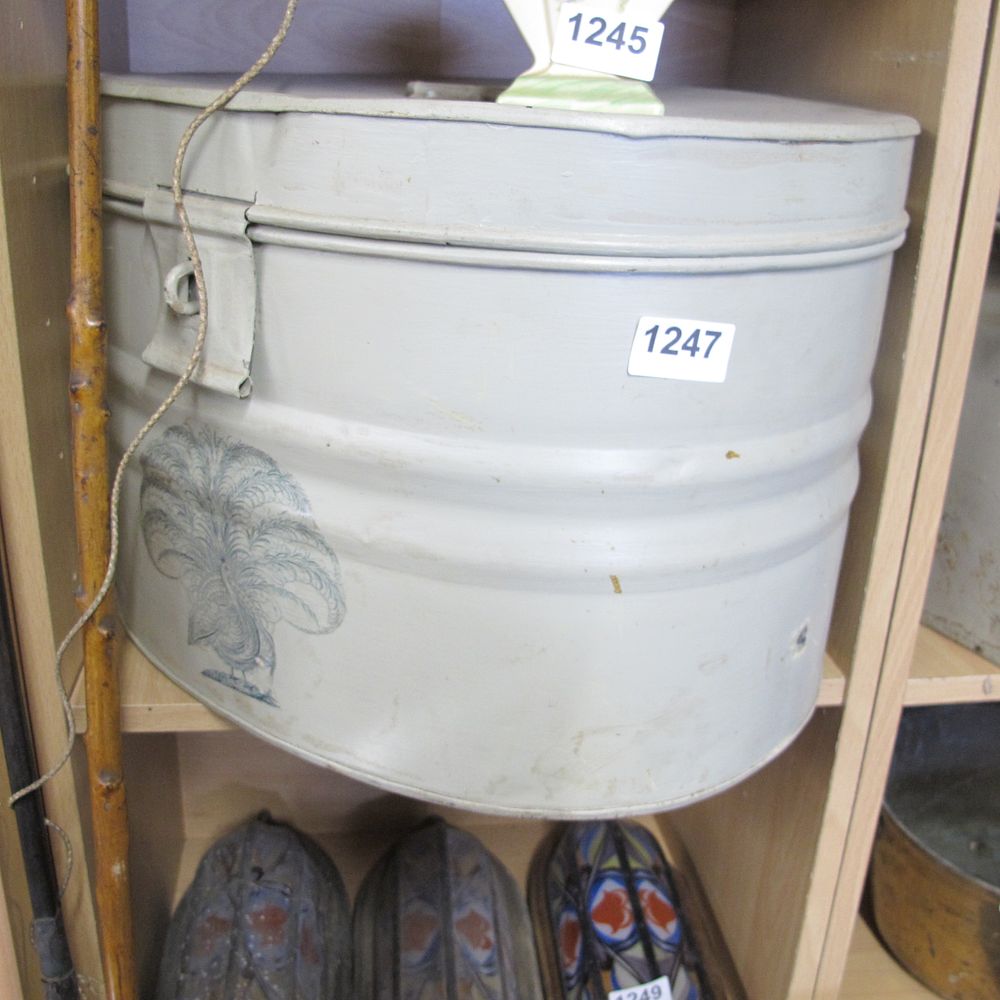 Lot 1247: Peacock motif metal trunk 