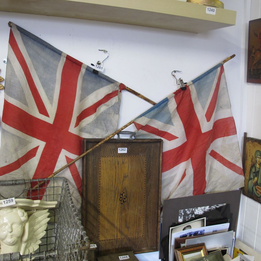 Lot 1261: two vintage England flags